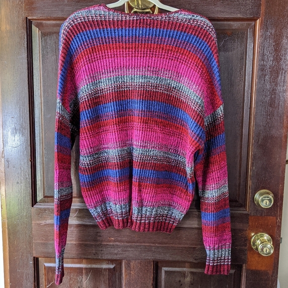 EXPRESS Striped Split Back V-Neck Sweater Size M - Picture 7 of 11